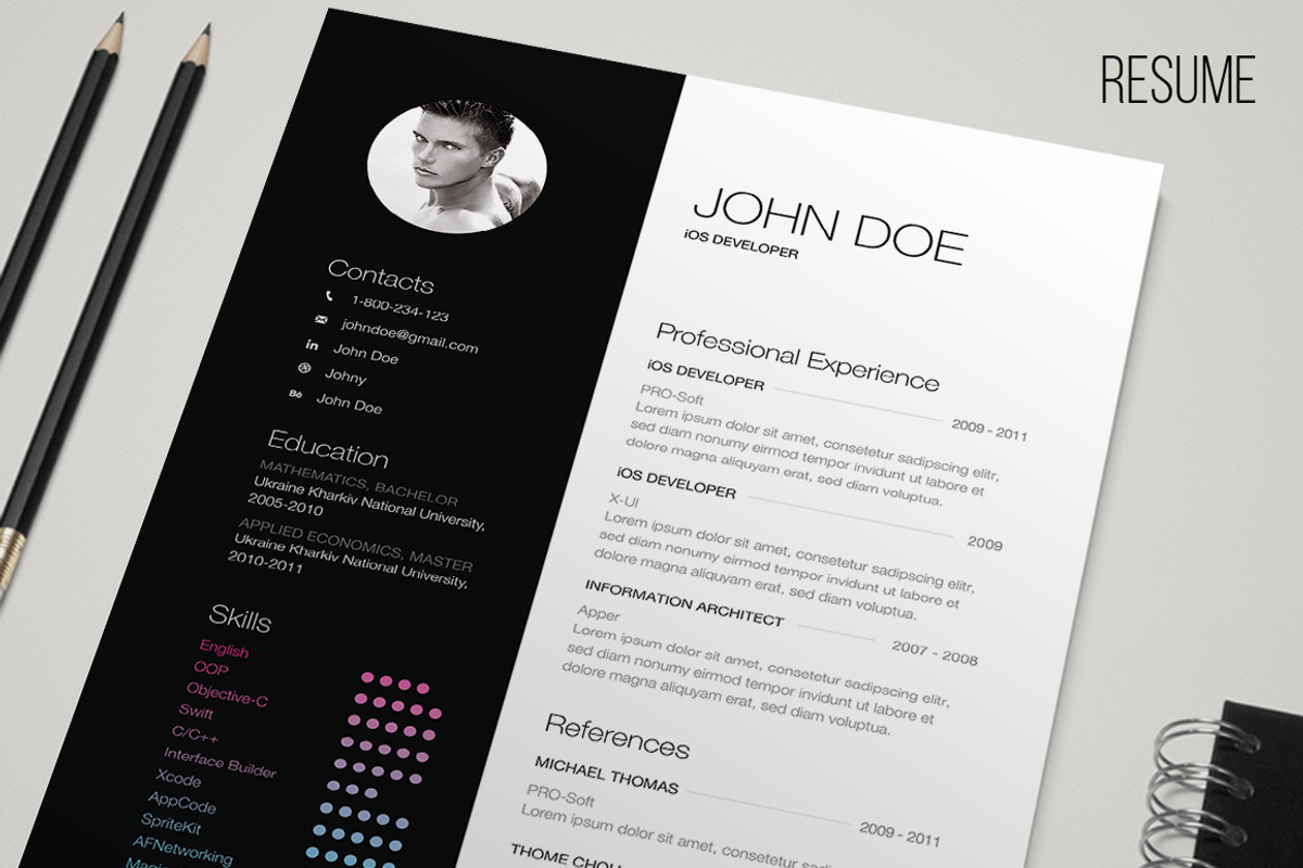 B&W Resume, a Resume Template by Yuriy Kondratkov (Photo 1 of 2)