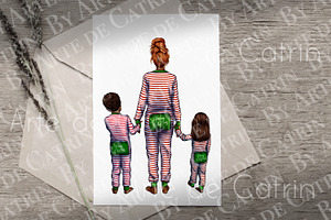 Christmas Pajamas, Family Clipart