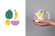 Summer Cute Fruits - vecror clipart, a Food Illustration by Barkova Nadya (Thumbnail 8 of 8)