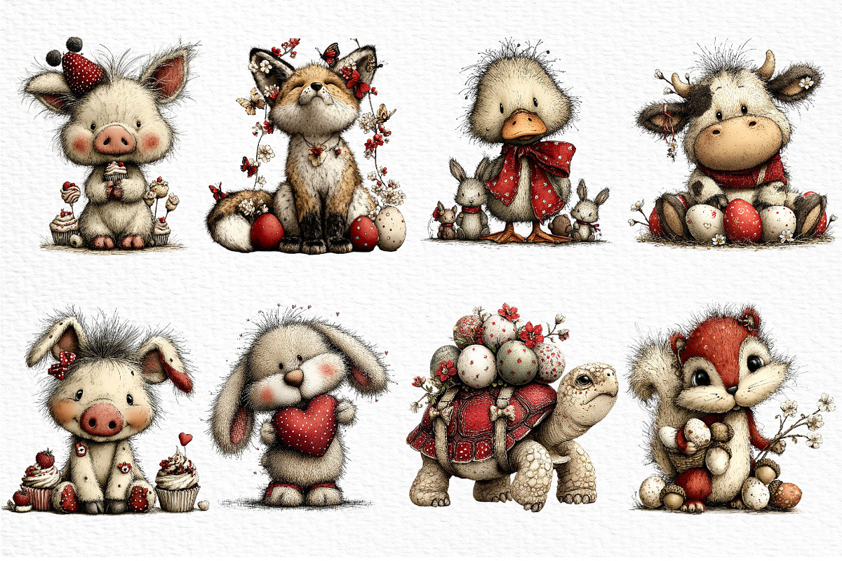 Whimsical Easter Animals Clipart, an Illustration by Craft Nest (Photo 6 of 11)