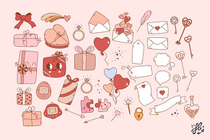 Groovy Retro Valentine - Clipart Set