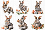 Watercolor Rabbits Clipart, an Illustration by Craft Nest (Thumbnail 3 of 9)