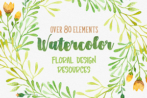 Watercolor floral elements