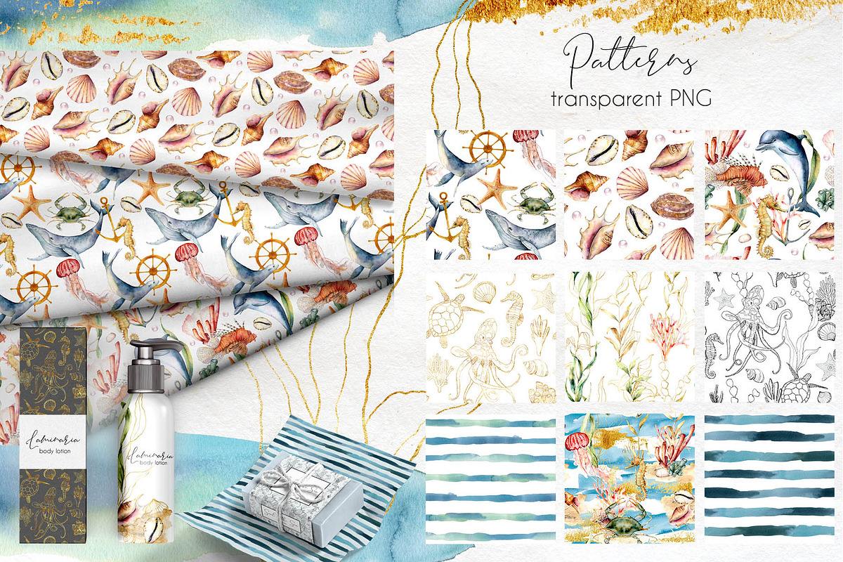 Ocean watercolor sea animal nautical, an Animal Illustration by Yuliya Derbisheva (Photo 8 of 11)
