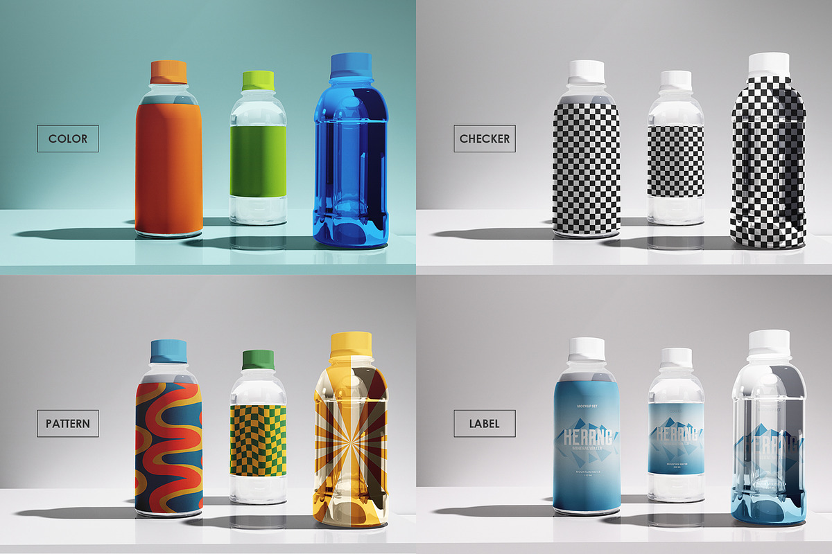 Mineral Water Bottle Mockup Set, a Packaging Mockup by Mirachma Project (Photo 3 of 8)