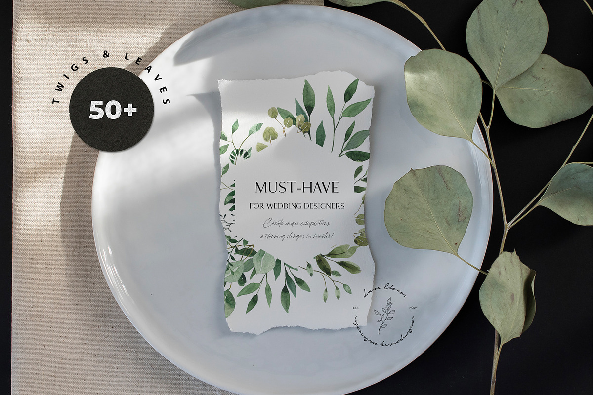 JUST GREEN leaves greenery foliage, a Decorative Illustration by Lana Elanor (Photo 2 of 8)