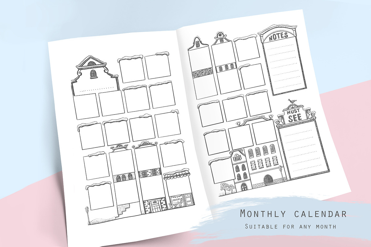 Undated monthly calendar template, a Stationery Template by Kate Snitser (Photo 1 of 4)