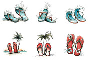 Watercolor Summer Flip Flop Clipart, an Illustration by CreationArt (Thumbnail 5 of 7)