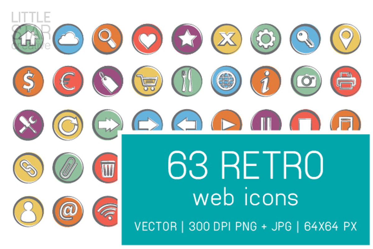 Retro Web Icons, an Icon by Little Star Creative (Photo 1 of 2)