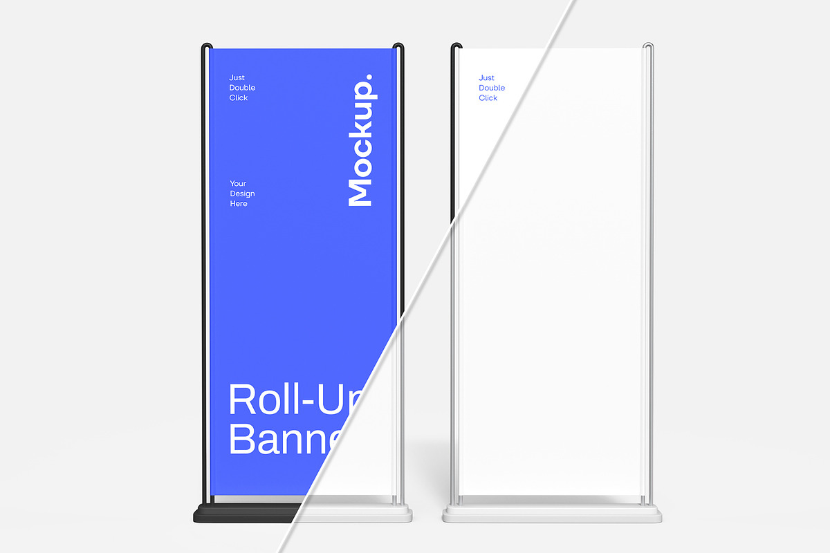 2 Advertising Roll Up Banner Mockup