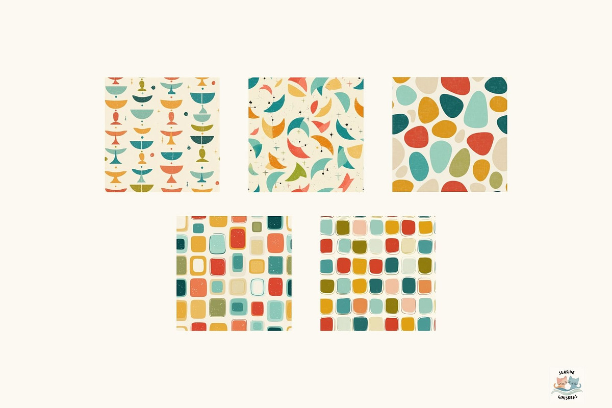 Mid Century Pop Modern Digital Paper, a Texture Illustration by Seaside Whiskers (Photo 3 of 6)