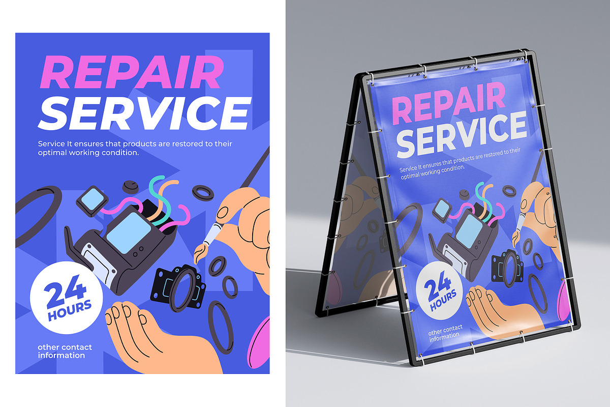 Electronics repair set, ad templates, a Technology Illustration by PaperTrident (Photo 4 of 10)