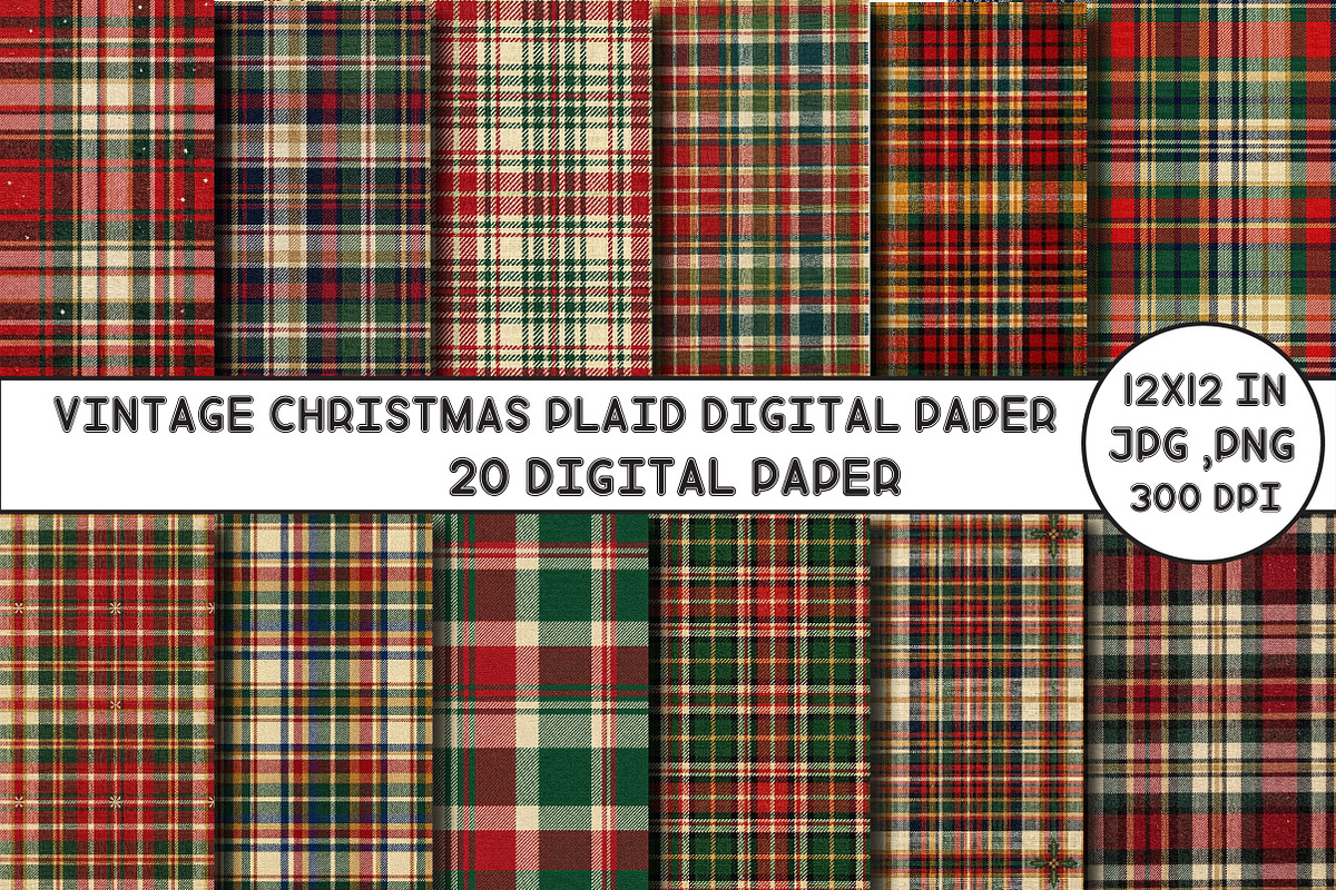 Christmas Plaid Tartan Digital Paper, a Pattern Graphic by Designking (Photo 1 of 5)