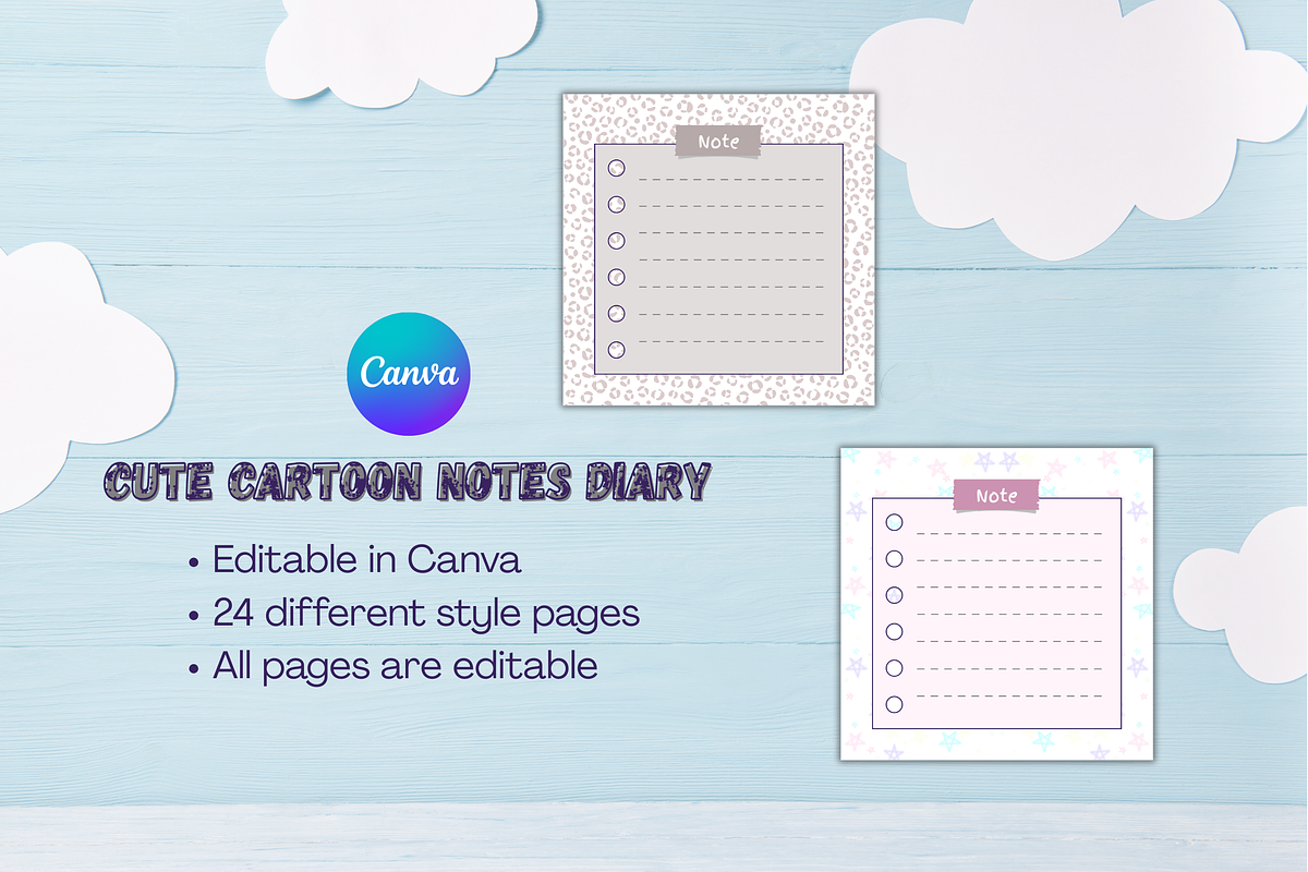 Cute Cartoon Kids Notes Diary, a Stationery Template by Avyukta Envision Digital (Photo 1 of 7)