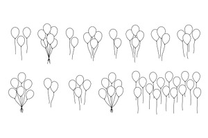 Outline balloon collection. Minimal, an Object Illustration by GraphiShop