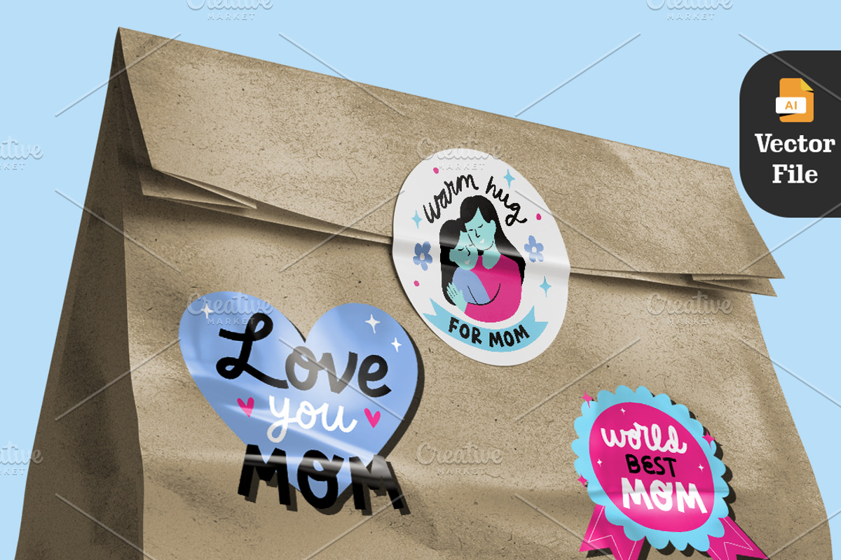 Mother’s Day Vector Stickers Bundle, an Object Graphic by Peacock_design (Photo 2 of 8)