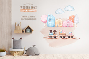 Wooden Toys. Kids Watercolor Set