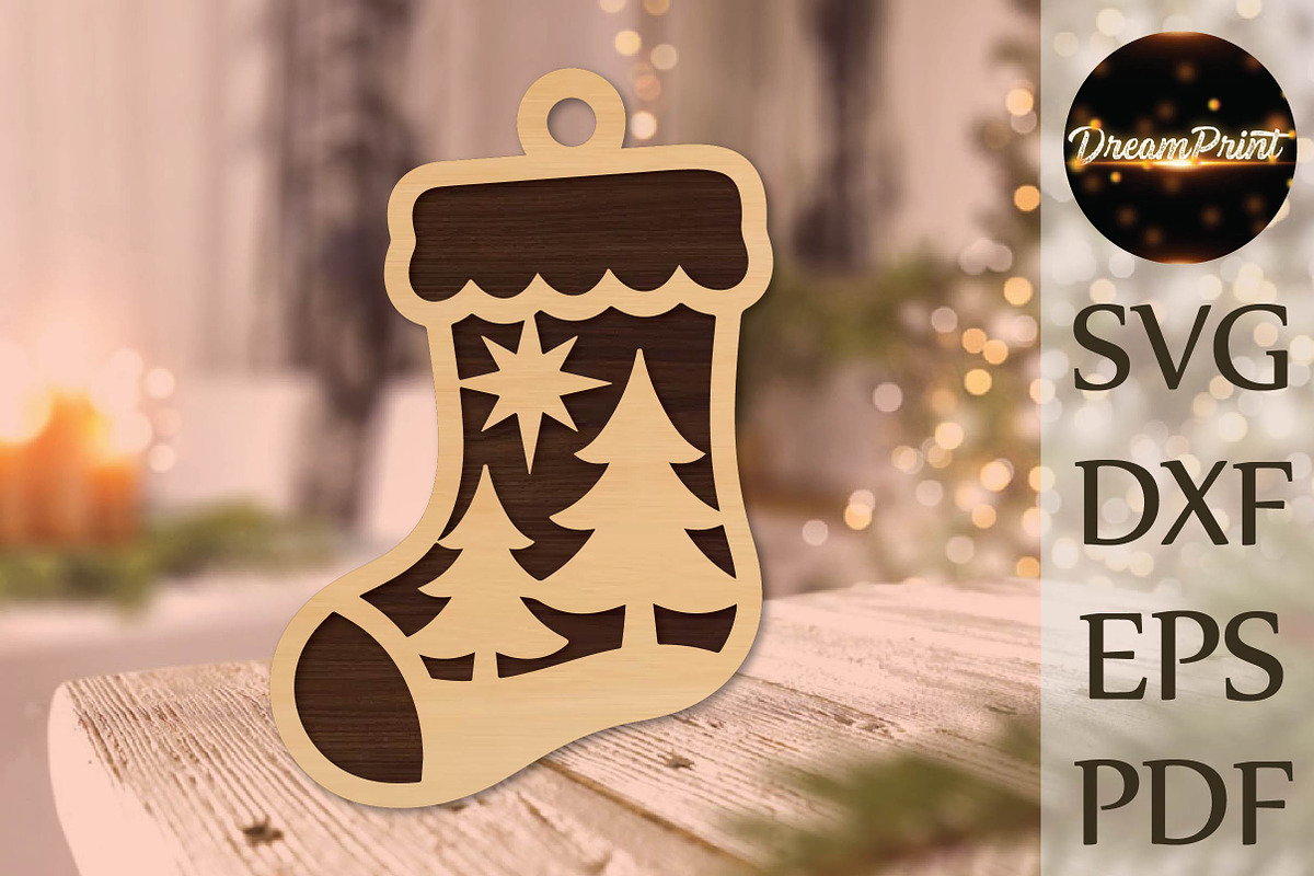 Christmas Stocking Ornament SVG, an Object Graphic by DreamPrint404 (Photo 1 of 4)