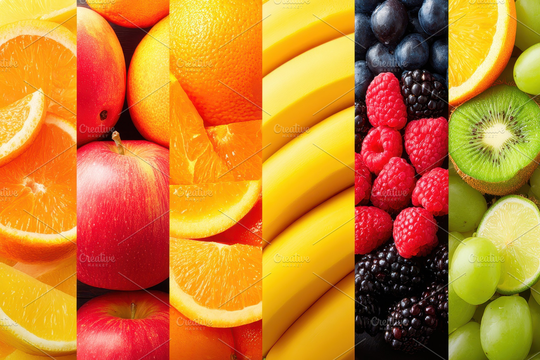 Colorful assorted fruit panels, a Food & Drink Photo by AlyaAnd