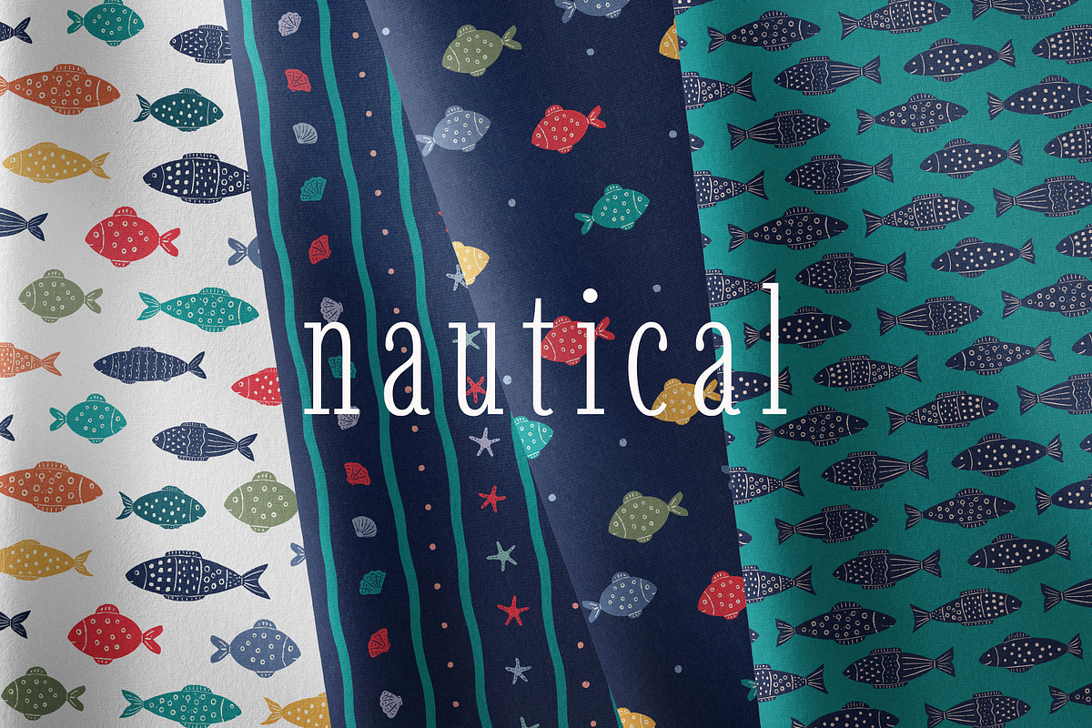 Nautical Fish Playful Collection, a Pattern Graphic by Naty Art (Photo 1 of 12)