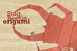 Stag Beetle Origami, hi-res