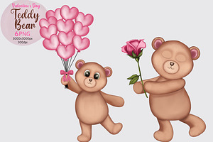 Valentine's Day Teddy Bears Clipart.