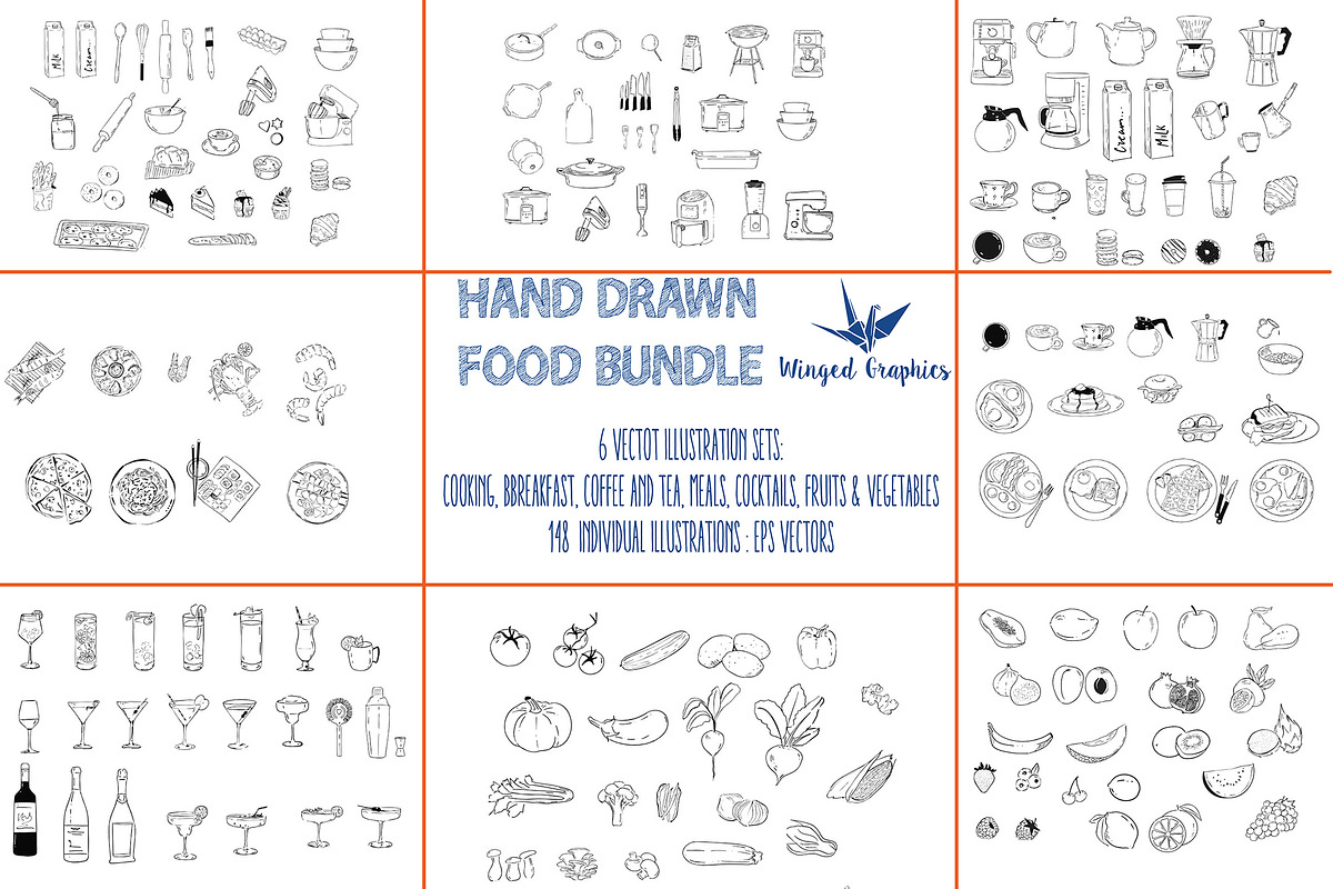 Hand Drawn Food Vector Bundle, a Food Illustration by Winged Graphics (Photo 2 of 4)