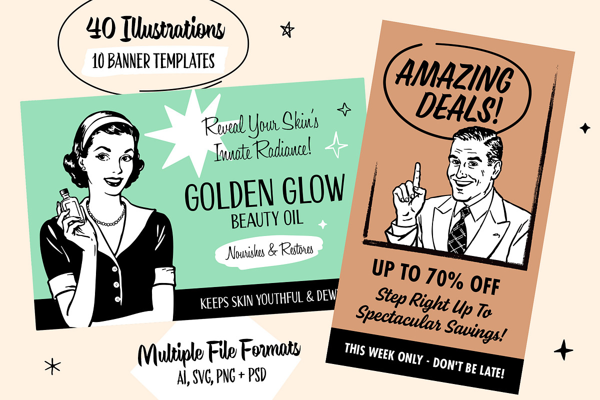 Retro Ad Graphics & Templates, an Object Graphic by Graphic Goods