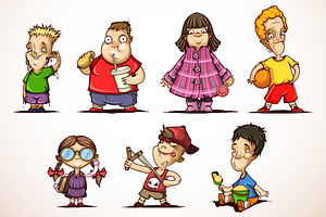 Set of little children