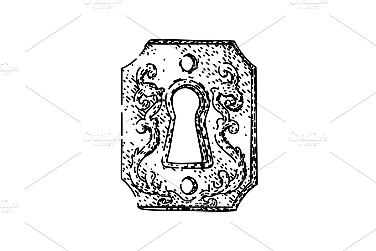 door keyhole sketch hand drawn, an Illustration by pikepicture