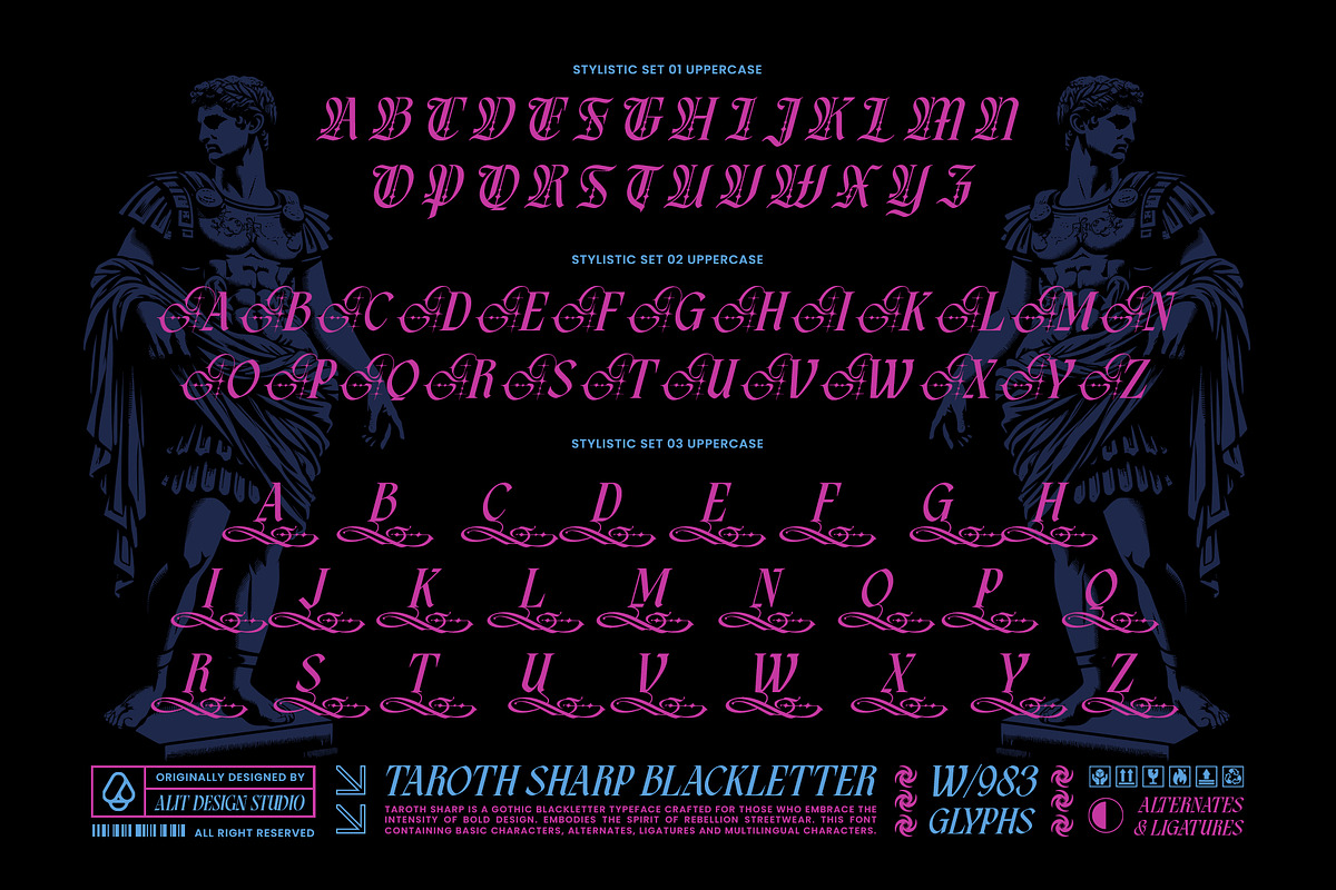 Taroth Sharp Typeface, a Blackletter Font by alit design (Photo 8 of 17)