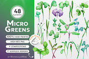 Microgreens sprouted seeds clipart, a Food Illustration by Ksenia Shmakova (Thumbnail 1 of 8)
