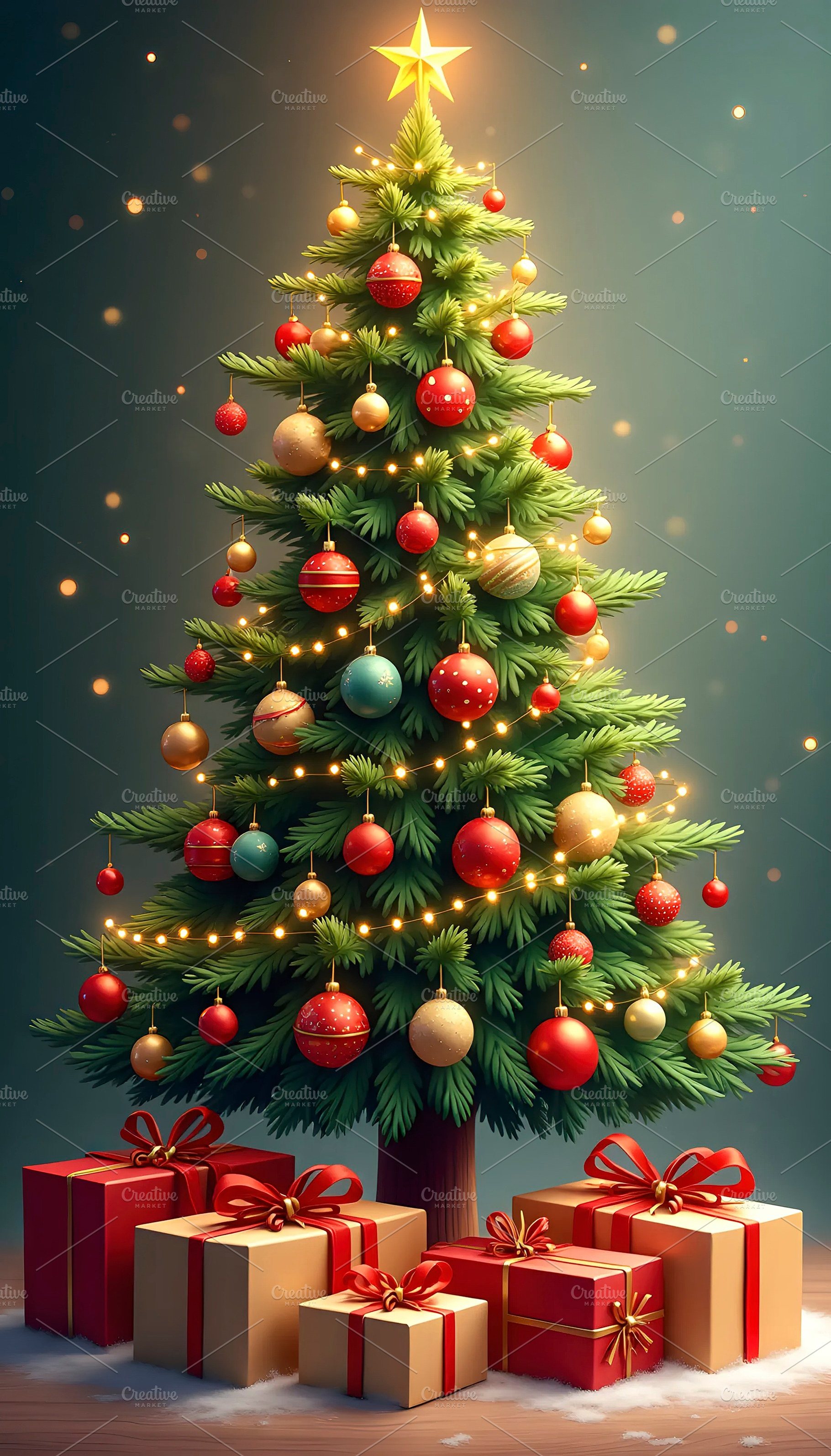 Festive Christmas Tree with Ornament, a Photo by LOGOCREATIVE