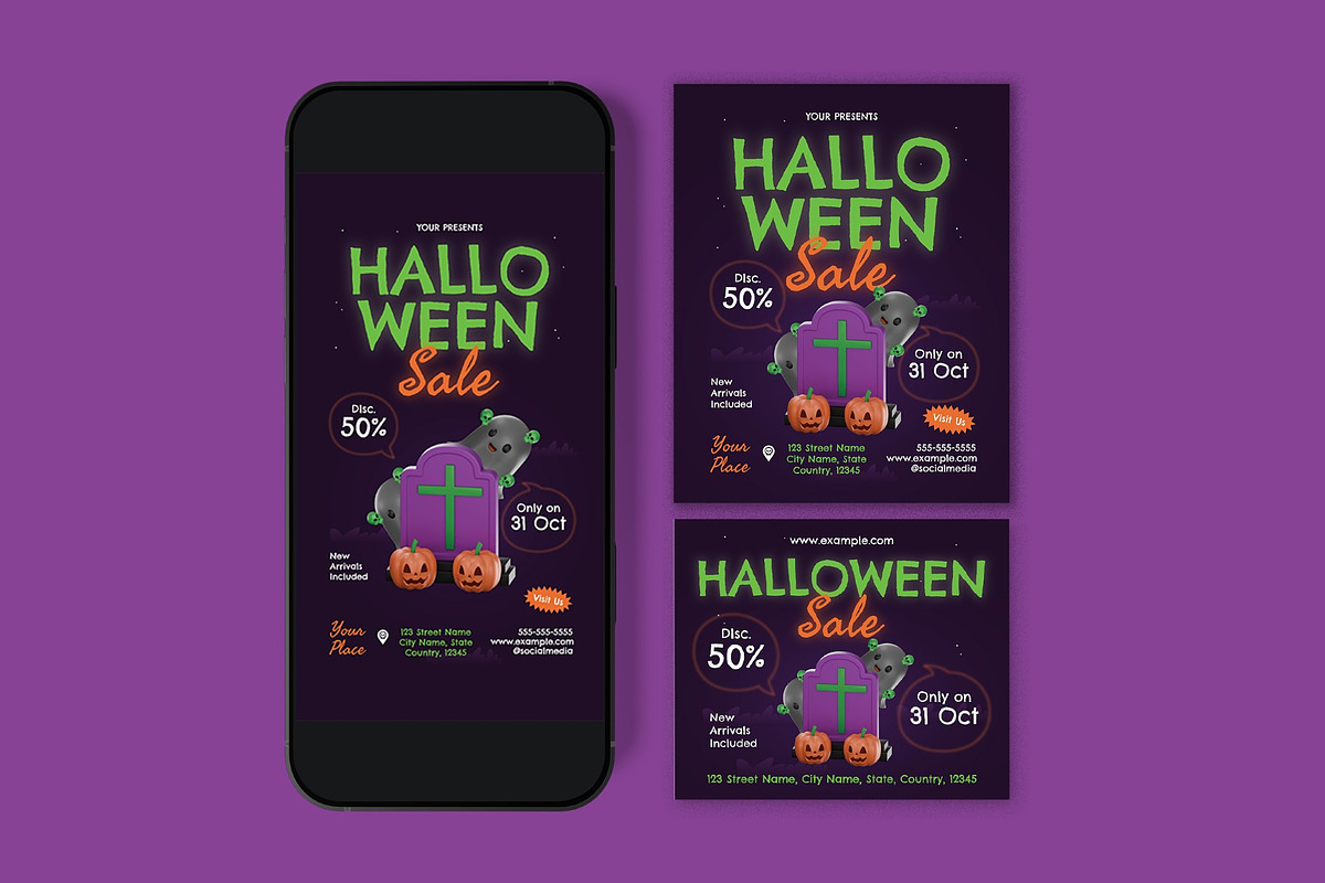 Halloween Sale Flyer, a Flyer Template by graphicook (Photo 3 of 3)