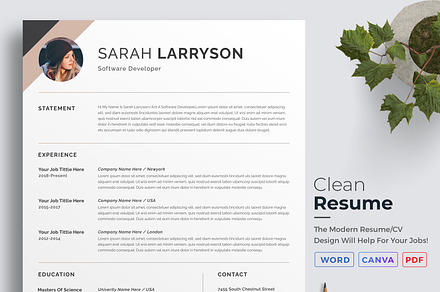 Resume / CV Template | Canva & Word
