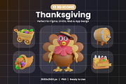 Thanksgiving 3D Icon Pack, an Object Graphic by Artnivora.Std (Thumbnail 1 of 4)