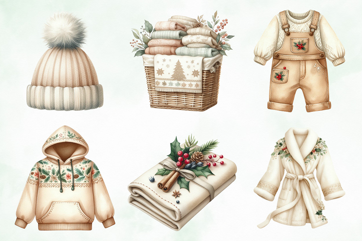 Neutral Christmas Laundry Clipart, an Illustration by Creative Art (Photo 3 of 6)