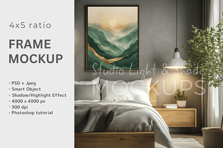 4x5 Vertical Wooden Frame Mockup