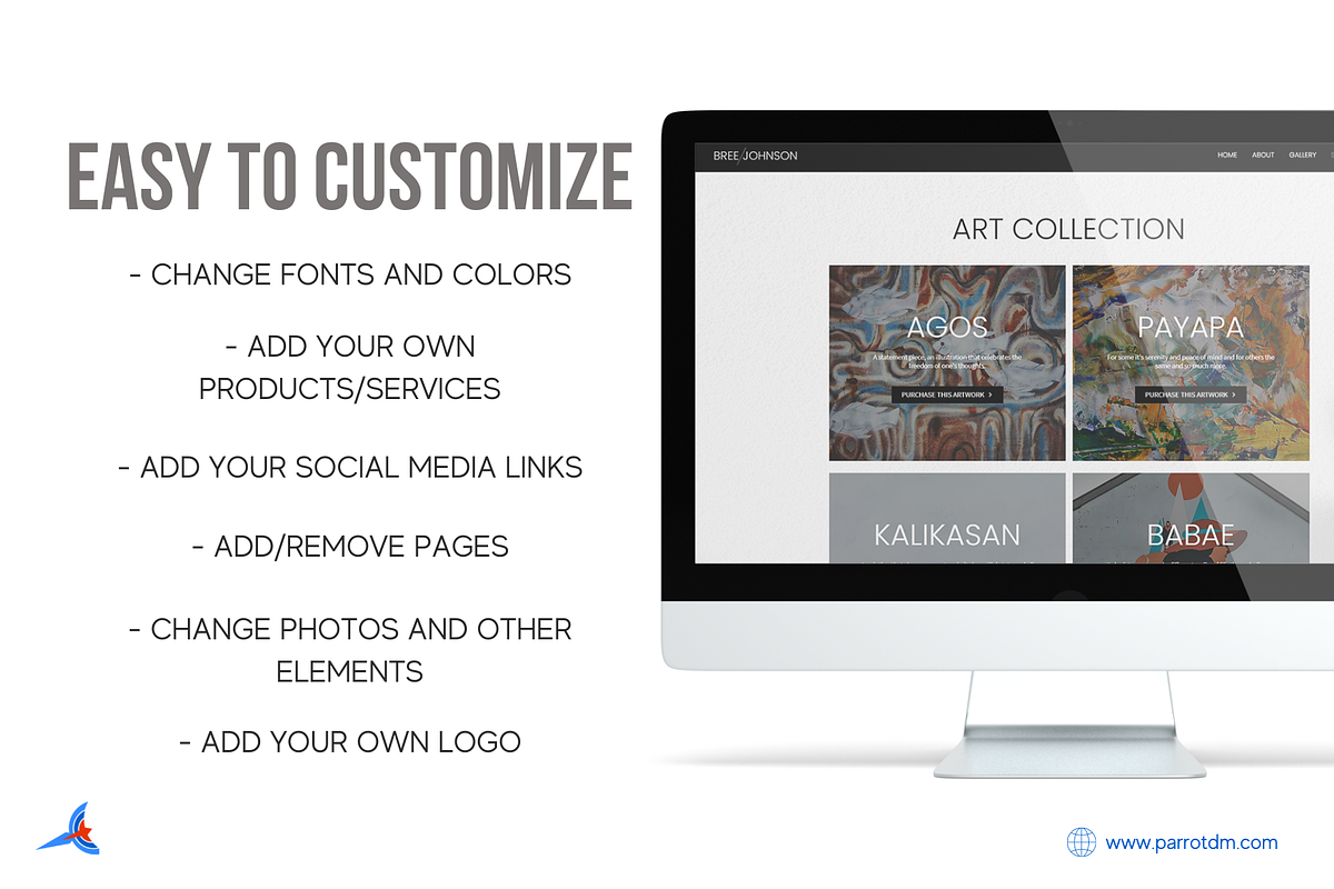 Artist Portfolio Website for Wix, a Landing Page Template by Parrot Designs (Photo 4 of 4)
