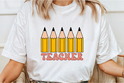 Teacher Pencil Sublimation PNG, an Illustration by Libby Wishes (Thumbnail 2 of 4)