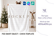 Christmas Fleece Blanket Mockup, a Household Mockup by Mie Mockup Studio (Thumbnail 1 of 5)