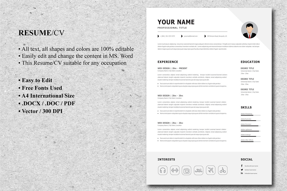 Resume Template 1 pages | Editable, a Resume Template by Blue Digital Studio (Photo 2 of 2)