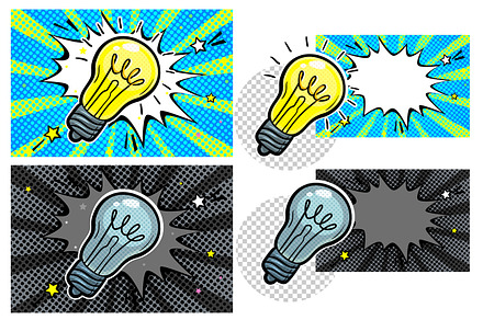 Light bulb in pop art style