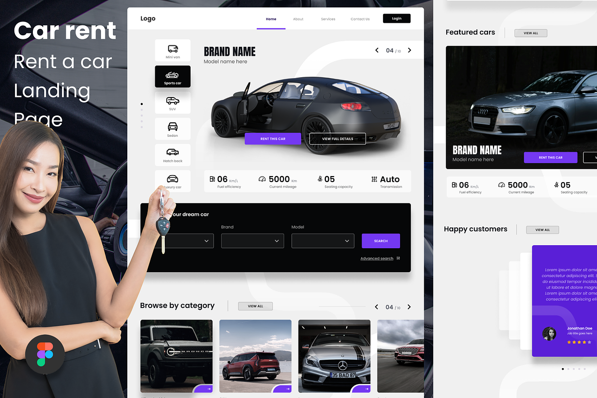 Rent a car landing page, a Landing Page Template by anchor_point_heshan