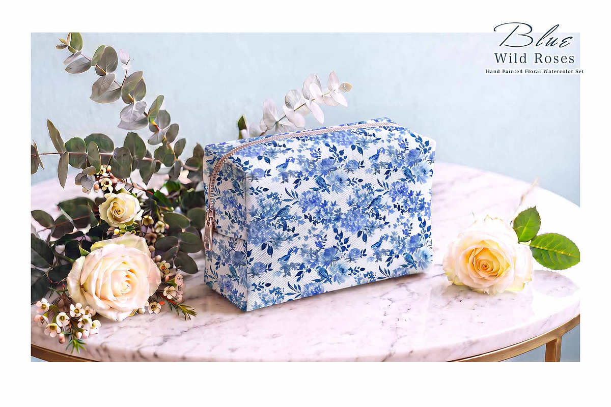 Watercolor Blue Roses with Birds, an Object Graphic by Sawango Designs (Photo 12 of 13)