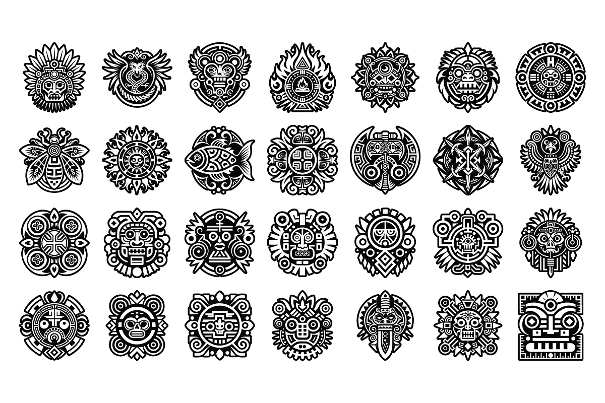 Aztec and Mayan Symbols & Ornaments, an Icon by Vector Portal (Photo 3 of 6)
