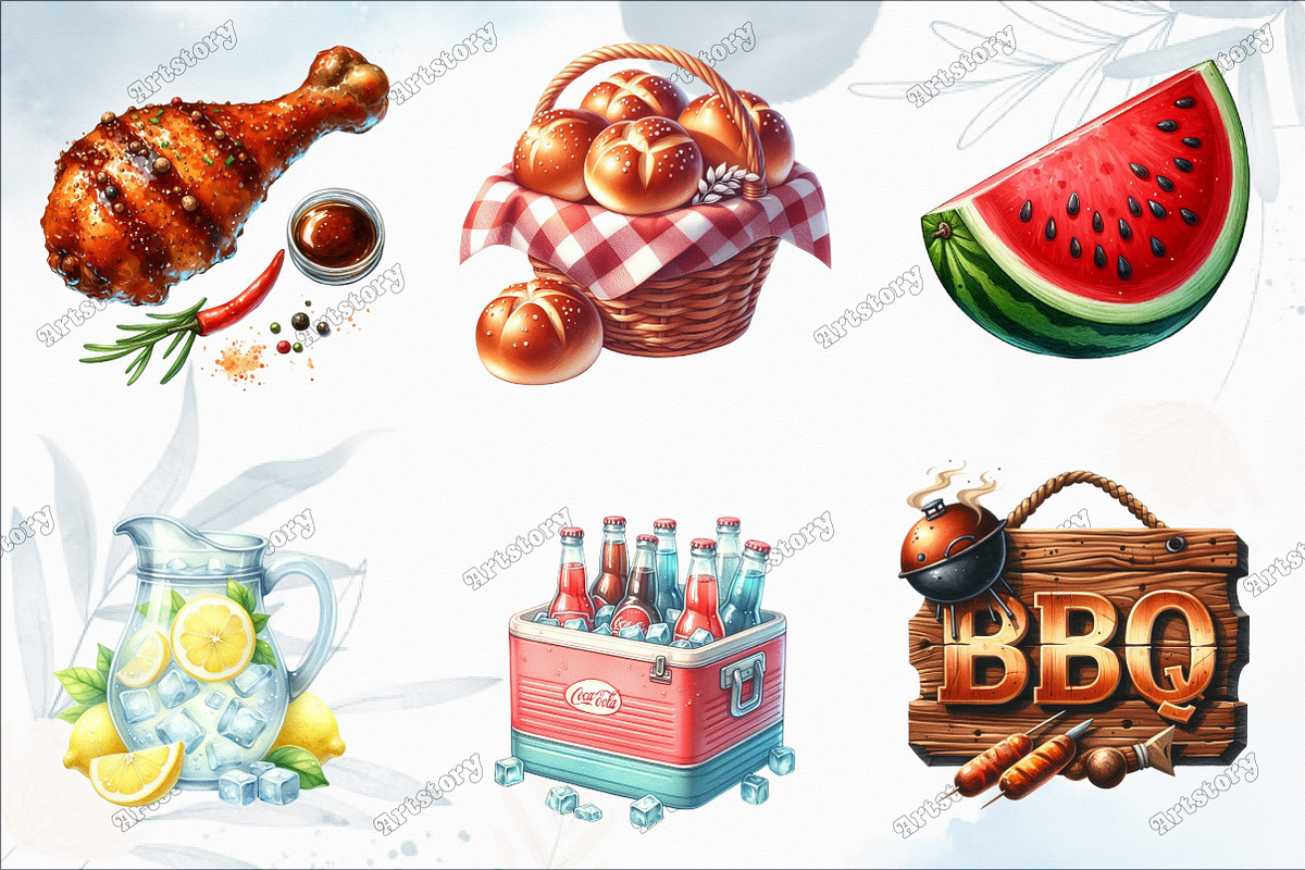 Watercolor Bbq Barbecue Clipart, a Graphic by designcity5 (Photo 3 of 5)