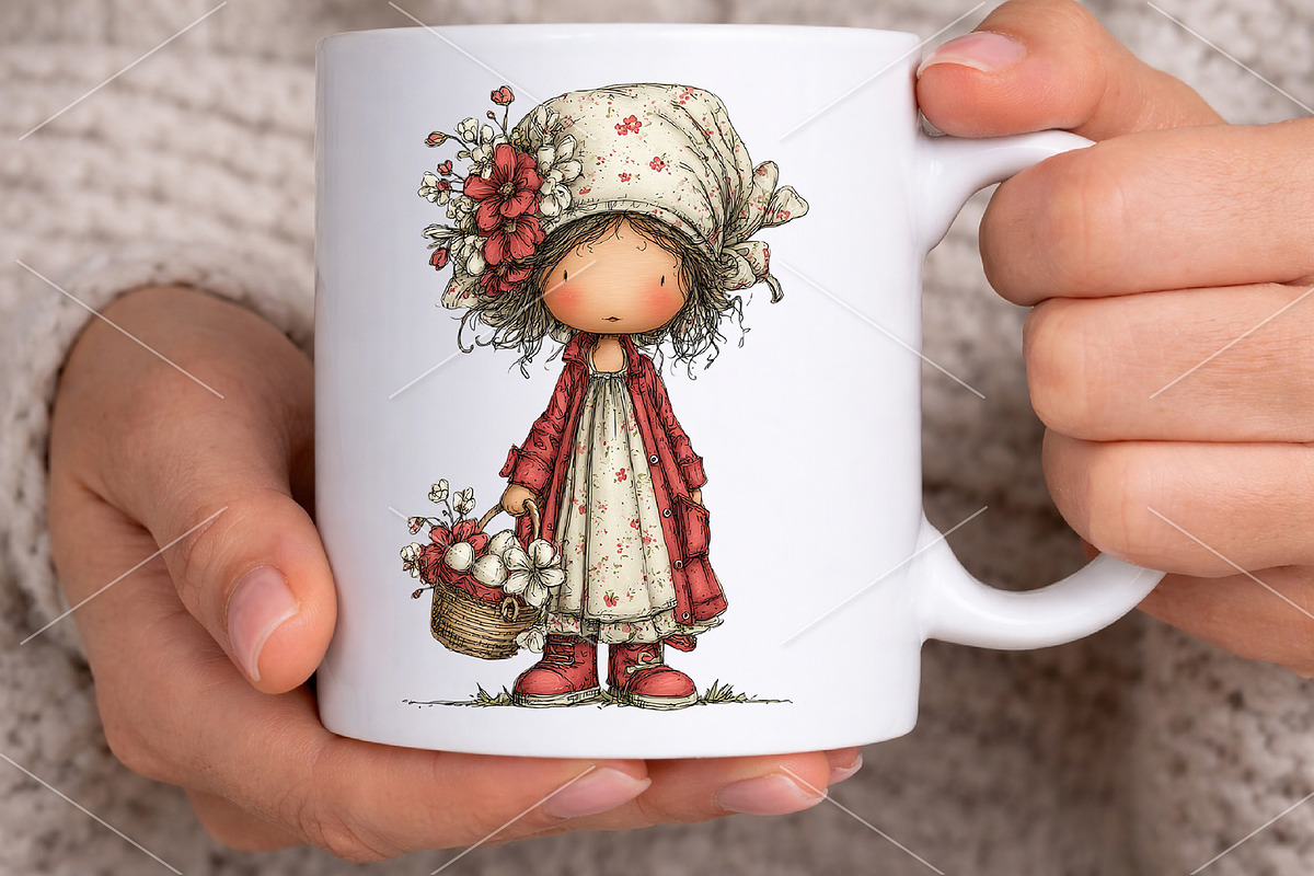Watercolor Coquette Farm Girl PNG, a Seasonal Illustration by Canvas Craft (Photo 5 of 5)