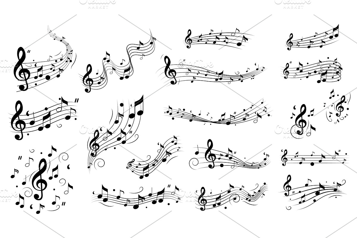 Music Notes Waves, an Illustration by alexdndz