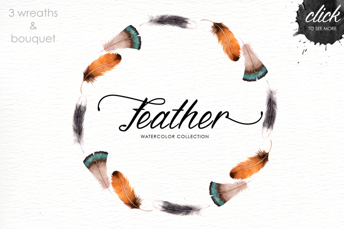 Feather Watercolor Collection, an Illustration by everysunsun (Photo 2 of 6)